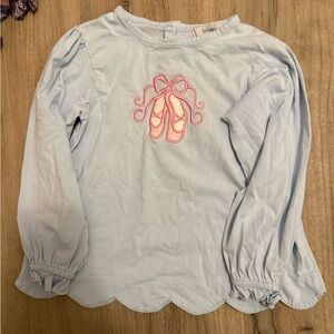 Light Blue Kids Long Sleeve Shirt with Pink Embroidery